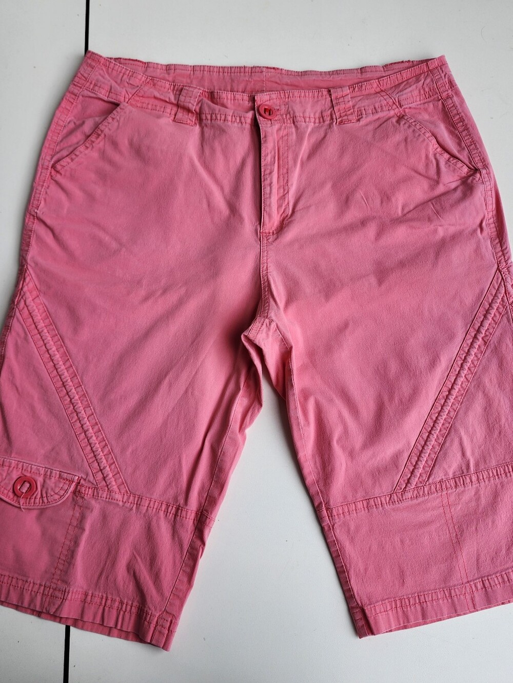 Lulu-B Bermuda Shorts Women's Pink Cotton Cargo Pockets beach golf walking Sz 12